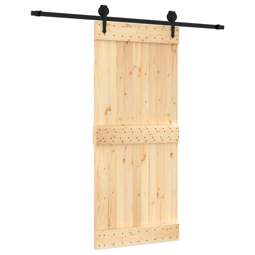 Porta Scorrevole con Set Hardware 90x210 cm Legno Massello Pinocod mxl 94211