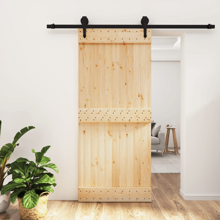 Porta Scorrevole con Set Hardware 90x210 cm Legno Massello Pinocod mxl 94211