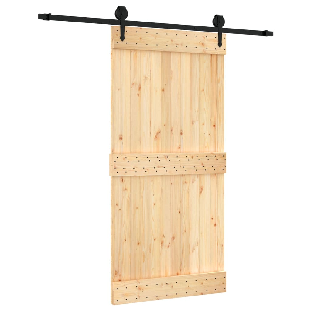 Porta Scorrevole con Set Hardware 100x210cm Legno Massello Pino