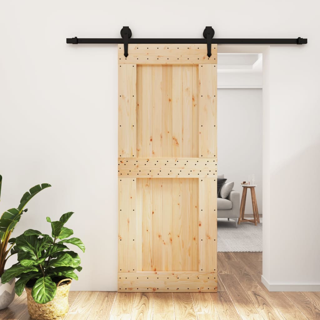 Porta Scorrevole con Set Hardware 85x210 cm Legno Massello Pinocod mxl 94212