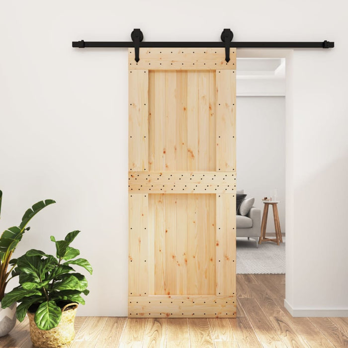 Porta Scorrevole con Set Hardware 85x210 cm Legno Massello Pinocod mxl 94212