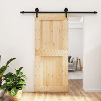 Porta Scorrevole con Set Hardware 90x210 cm Legno Massello Pinocod mxl 70192