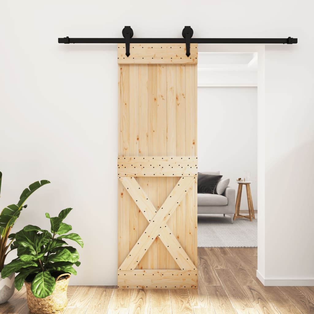 Porta Scorrevole con Set Hardware 70x210 cm Legno Massello Pino 3203242
