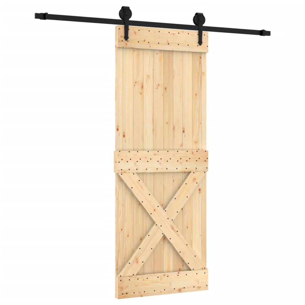 Porta Scorrevole con Set Hardware 80x210 cm Legno Massello Pinocod mxl 118149