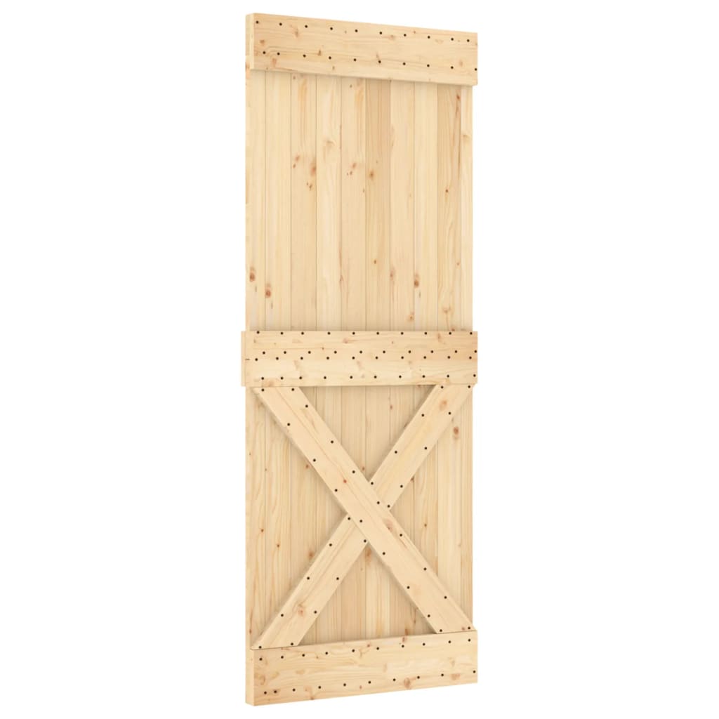 Porta Scorrevole con Set Hardware 80x210 cm Legno Massello Pinocod mxl 118149