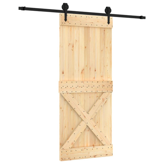 Porta Scorrevole con Set Hardware 85x210 cm Legno Massello Pino 3203244