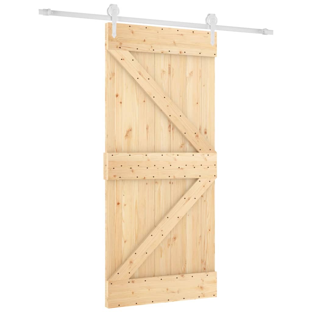 Porta Scorrevole con Set Hardware 95x210 cm Legno Massello Pinocod mxl 94215