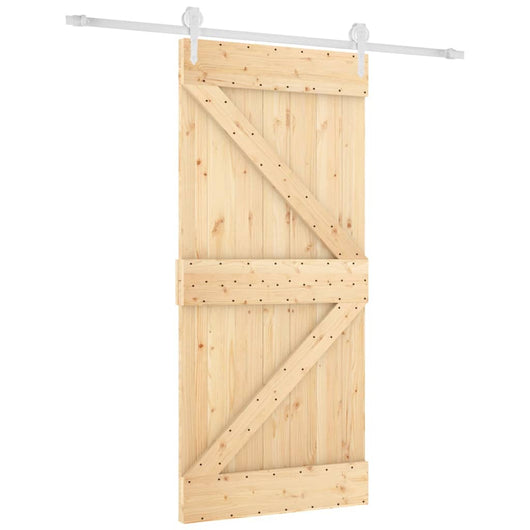 Porta Scorrevole con Set Hardware 95x210 cm Legno Massello Pinocod mxl 94215