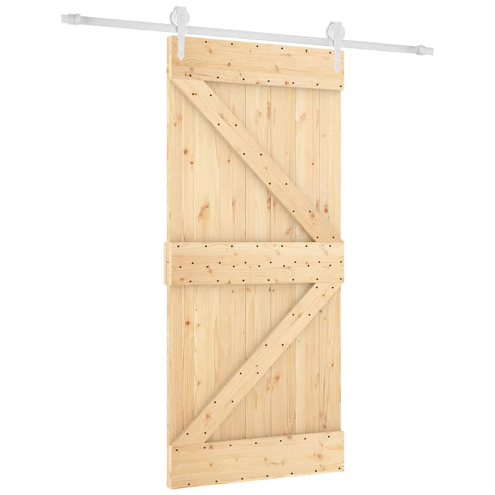 Porta Scorrevole con Set Hardware 95x210 cm Legno Massello Pinocod mxl 94215