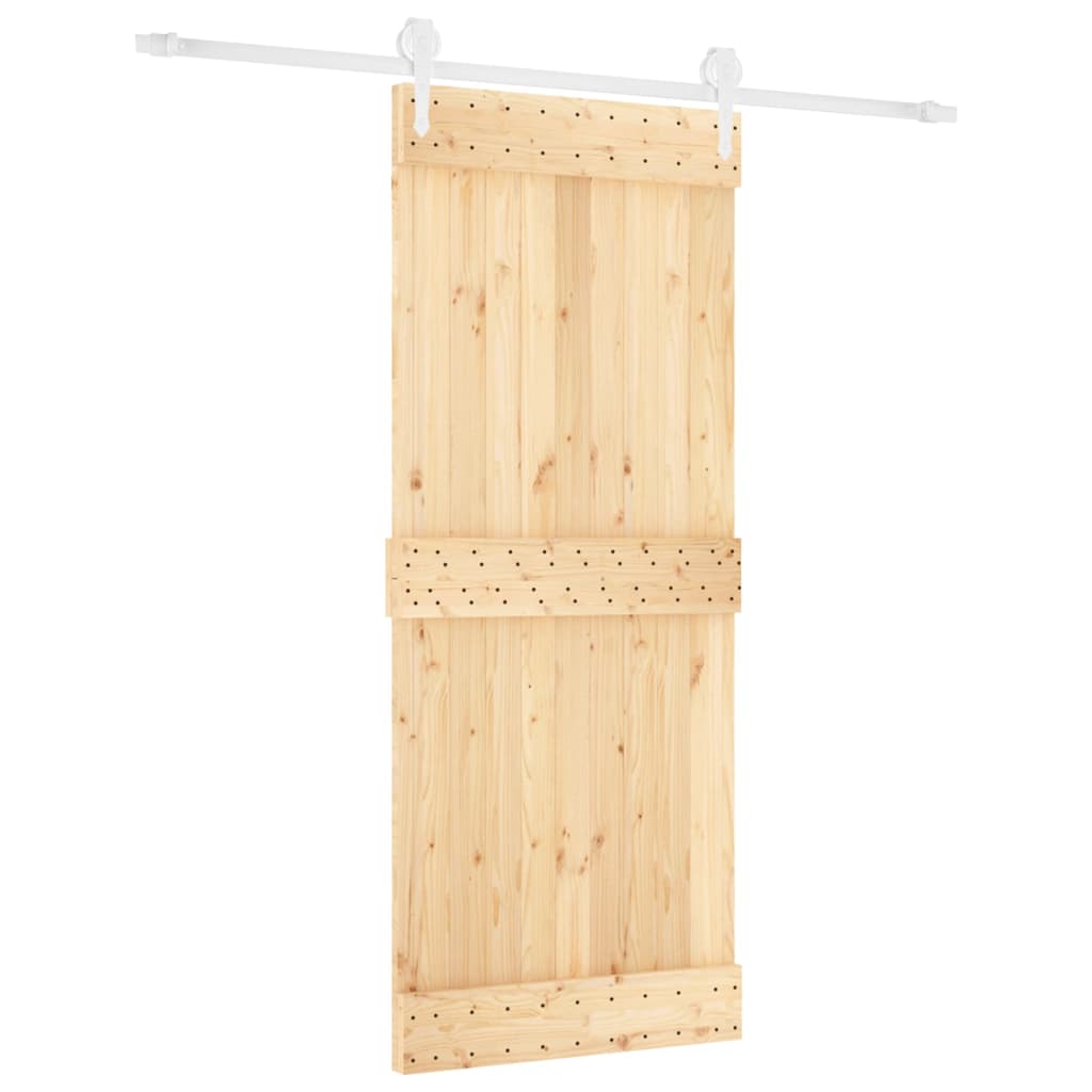 Porta Scorrevole con Set Hardware 85x210 cm Legno Massello Pino 3203256