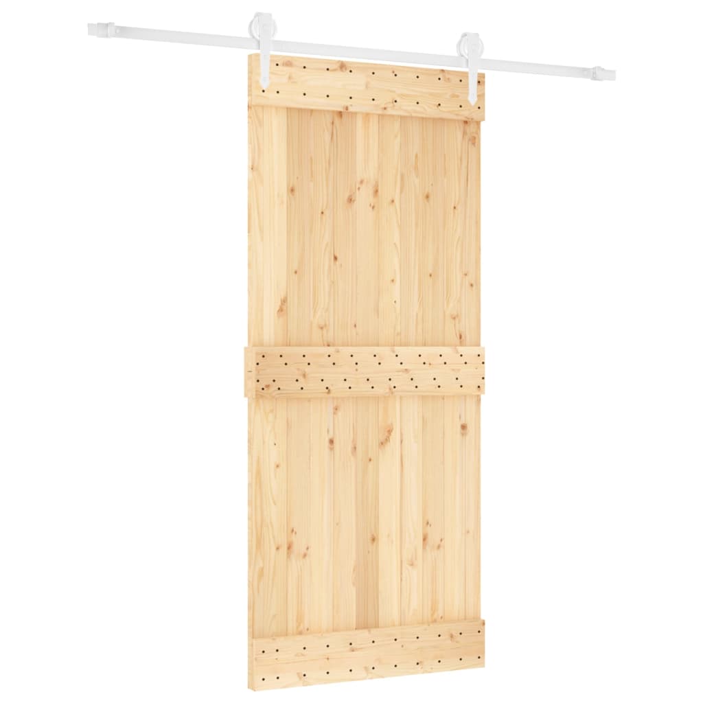 Porta Scorrevole con Set Hardware 90x210 cm Legno Massello Pino 3203257