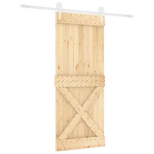 Porta Scorrevole con Set Hardware 85x210 cm Legno Massello Pino
