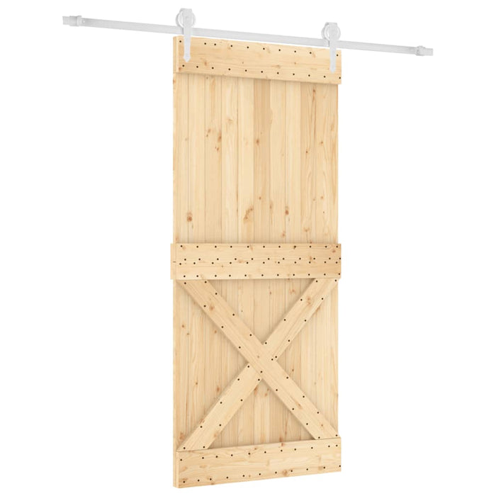 Porta Scorrevole con Set Hardware 90x210 cm Legno Massello Pinocod mxl 118155