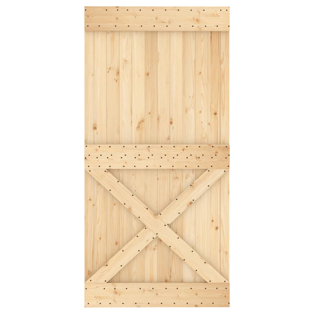 Porta Scorrevole con Set Hardware 100x210cm Legno Massello Pino 3203271