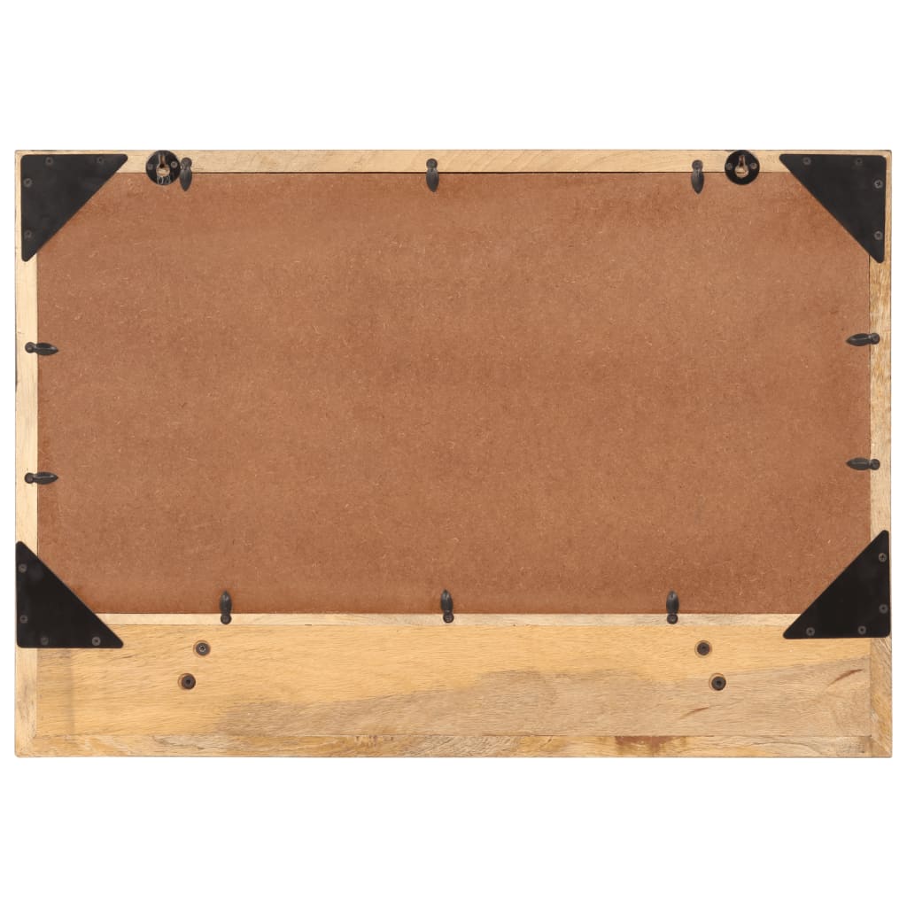 Specchio con Ripiano-Mensola con Specchio 80x8x55 cm Vetro e Legno Massello di Mango