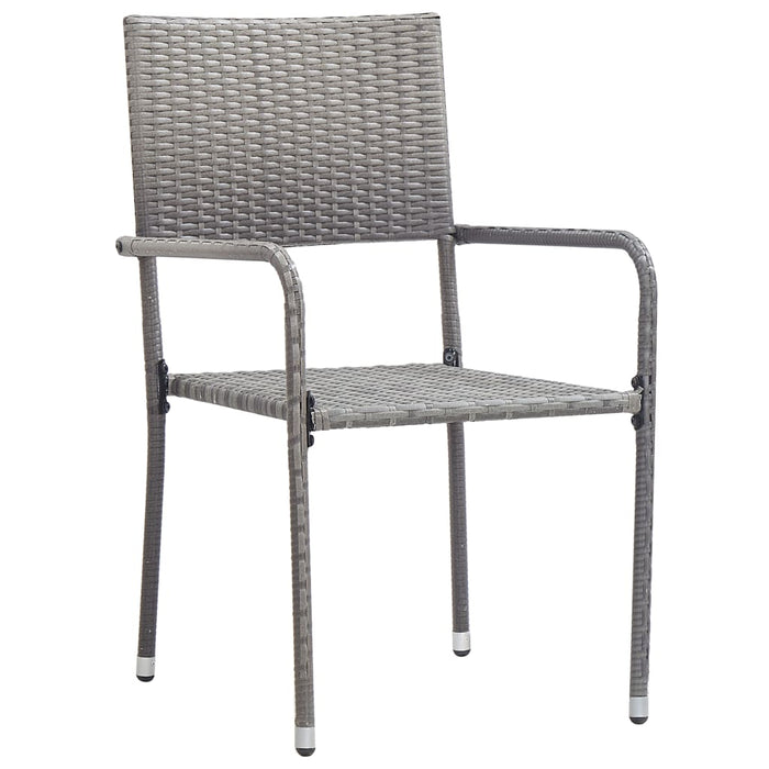 Set da Pranzo da Giardino 7 pz Nero Grigio Polyrattan e Acciaio 3203293