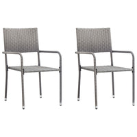 Set da Pranzo da Giardino 3 pz Nero Grigio Polyrattan e Acciaio 3203296