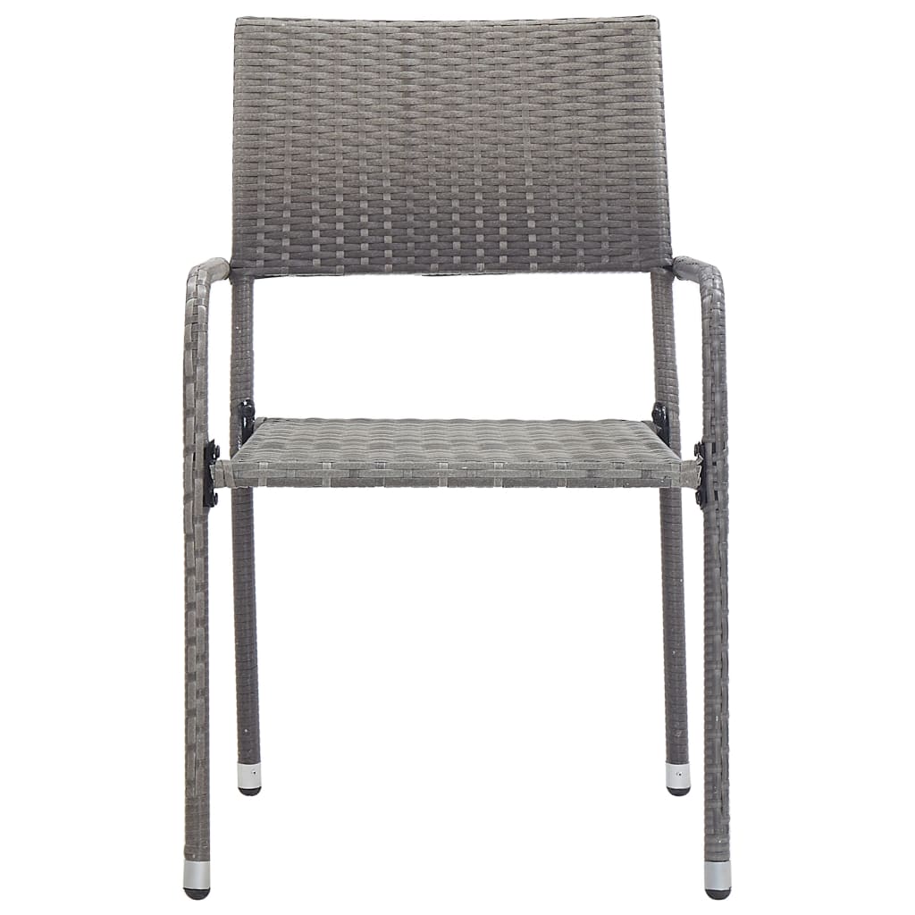 Set da Pranzo da Giardino 9 pz Nero Grigio Polyrattan e Acciaio 3203303