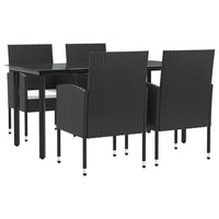 Set da Pranzo da Giardino 5 pz Nero in Polyrattan e Acciaiocod mxl 77123