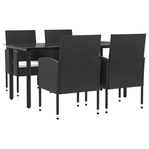 Set da Pranzo da Giardino 5 pz Nero in Polyrattan e Acciaiocod mxl 77123
