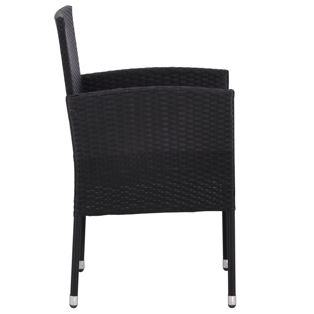Set da Pranzo da Giardino 5 pz Nero in Polyrattan e Acciaio 3203316