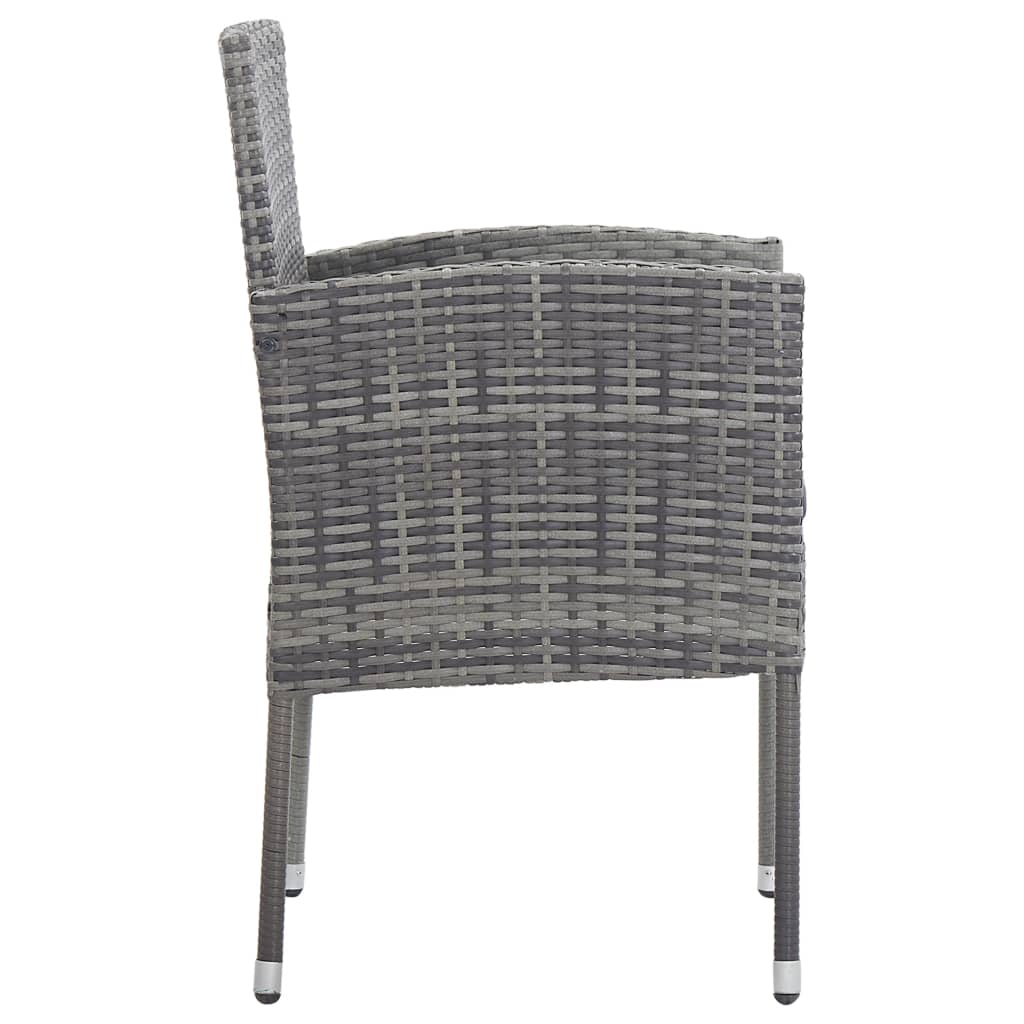 Set da Pranzo da Giardino 5 pz Nero Grigio Polyrattan e Acciaio 3203321