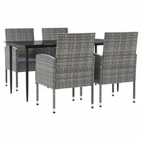 Set da Pranzo da Giardino 5 pz Nero Grigio Polyrattan e Acciaio 3203324