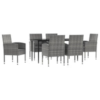 Set da Pranzo da Giardino 7 pz Nero Grigio Polyrattan e Acciaio 3203325