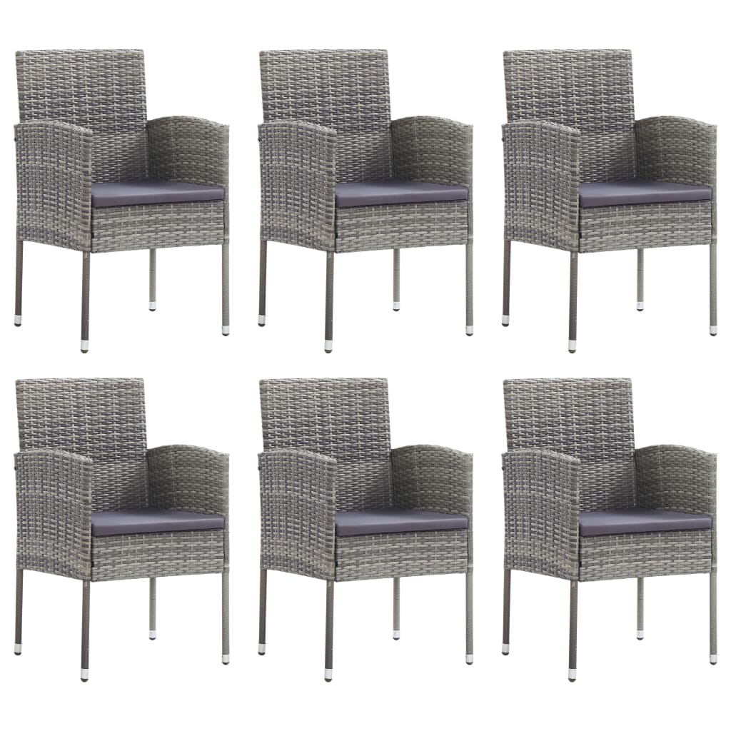 Set da Pranzo da Giardino 7 pz Nero Grigio Polyrattan e Acciaio 3203325