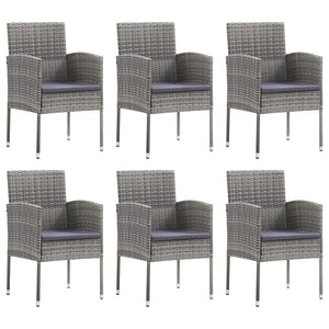 Set da Pranzo da Giardino 7 pz Nero Grigio Polyrattan e Acciaio 3203325