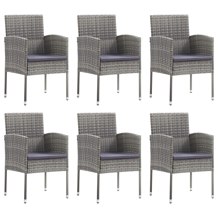 Set da Pranzo da Giardino 7 pz Nero Grigio Polyrattan e Acciaio 3203325