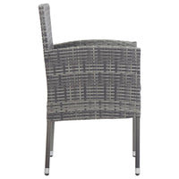 Set da Pranzo da Giardino 7 pz Nero Grigio Polyrattan e Acciaio 3203325