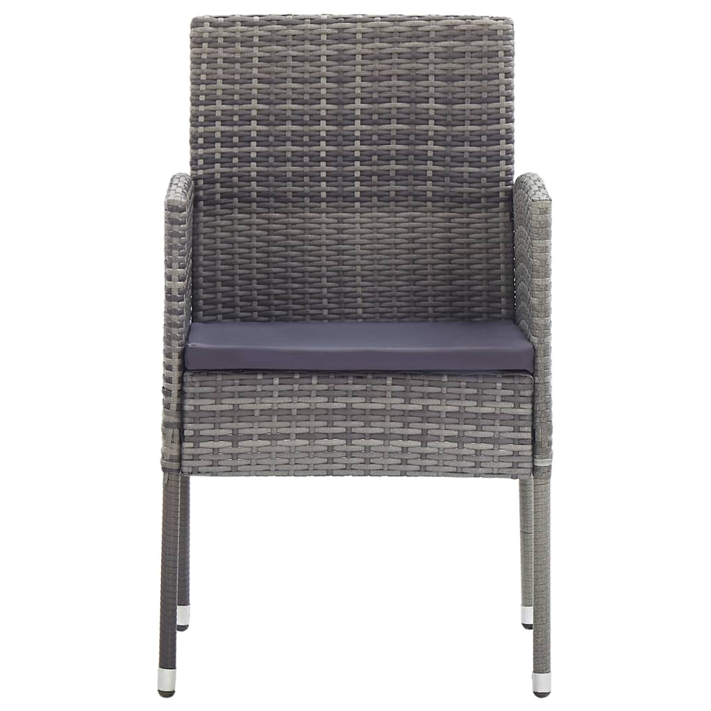 Set da Pranzo da Giardino 5 pz Nero Grigio Polyrattan e Acciaio 3203329