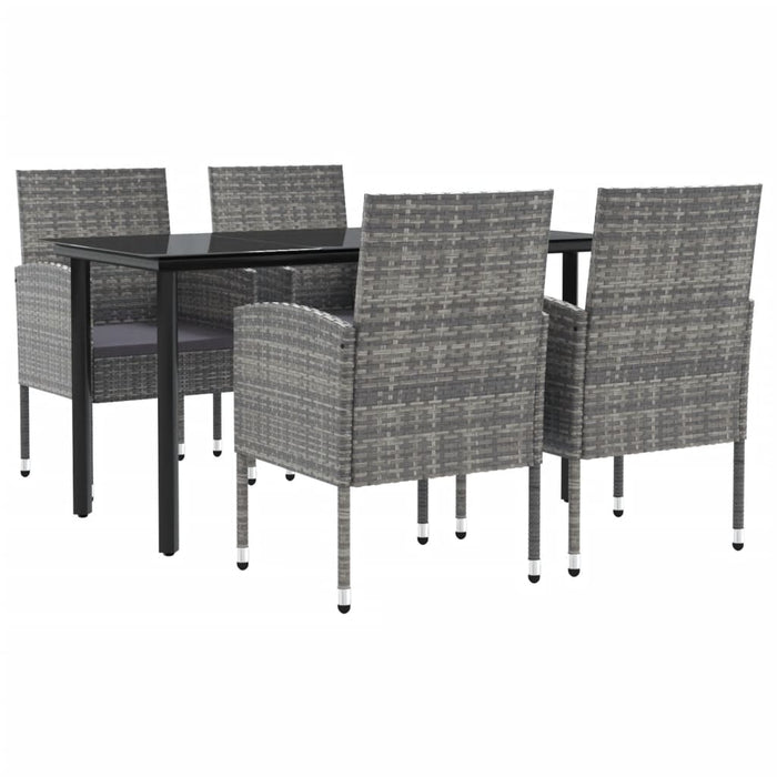 Set da Pranzo da Giardino 5 pz Nero Grigio Polyrattan e Acciaio 3203330