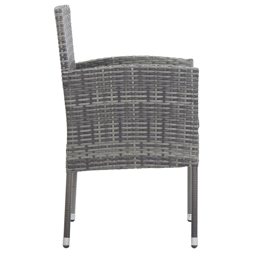 Set da Pranzo da Giardino 5 pz Nero Grigio Polyrattan e Acciaio 3203330