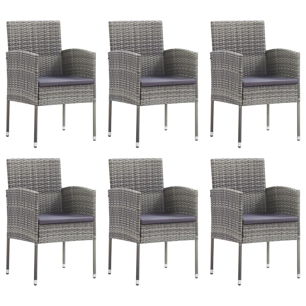 Set da Pranzo da Giardino 7 pz Nero Grigio Polyrattan e Acciaiocod mxl 125046