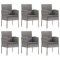 Set da Pranzo da Giardino 7 pz Nero Grigio Polyrattan e Acciaiocod mxl 125046