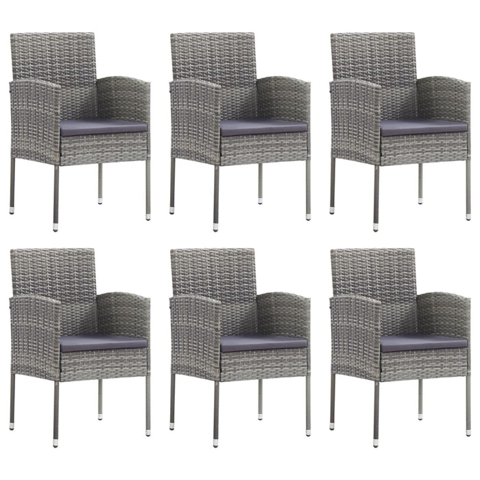 Set da Pranzo da Giardino 7 pz Nero Grigio Polyrattan e Acciaiocod mxl 125046