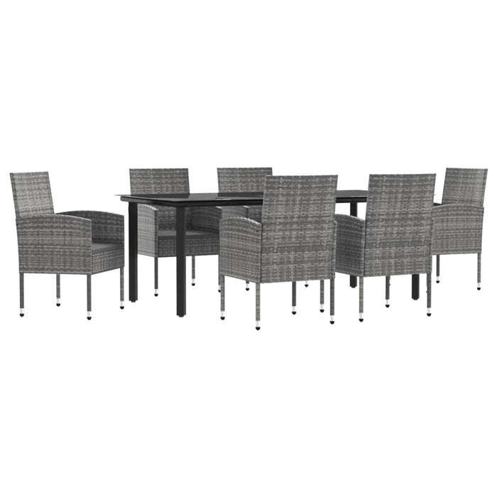Set da Pranzo da Giardino 7 pz Nero Grigio Polyrattan e Acciaio 3203334