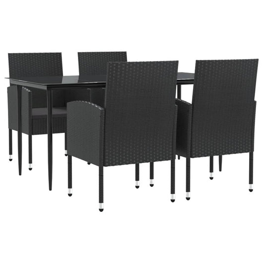 Set da Pranzo da Giardino 5 pz Nero in Polyrattan e Acciaio 3203340