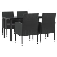 Set da Pranzo da Giardino 5 pz Nero in Polyrattan e Acciaio 3203348