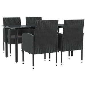 Set da Pranzo da Giardino 5 pz Nero in Polyrattan e Acciaio 3203348