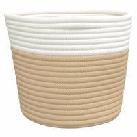 Cestini Portaoggetti 2pz Beige e Bianco Ø24x18 cm in Cotone 358455