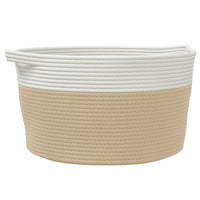 Cestino Portaoggetti Beige e Bianco Ø40x25 cm in Cotone 358463