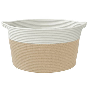 Cestino Portaoggetti Beige e Bianco Ø40x25 cm in Cotone 358463