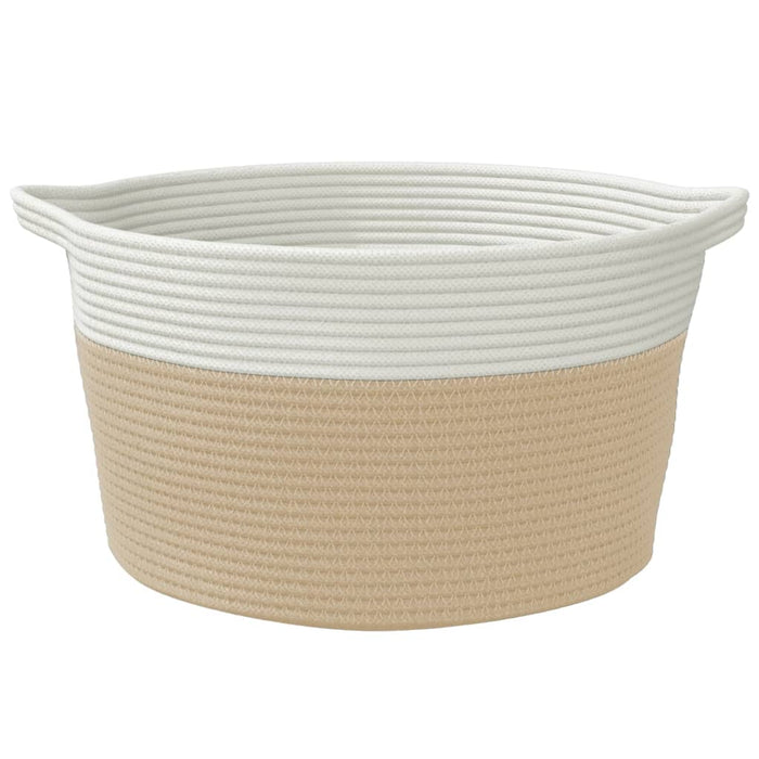 Cestino Portaoggetti Beige e Bianco Ø40x25 cm in Cotone 358463