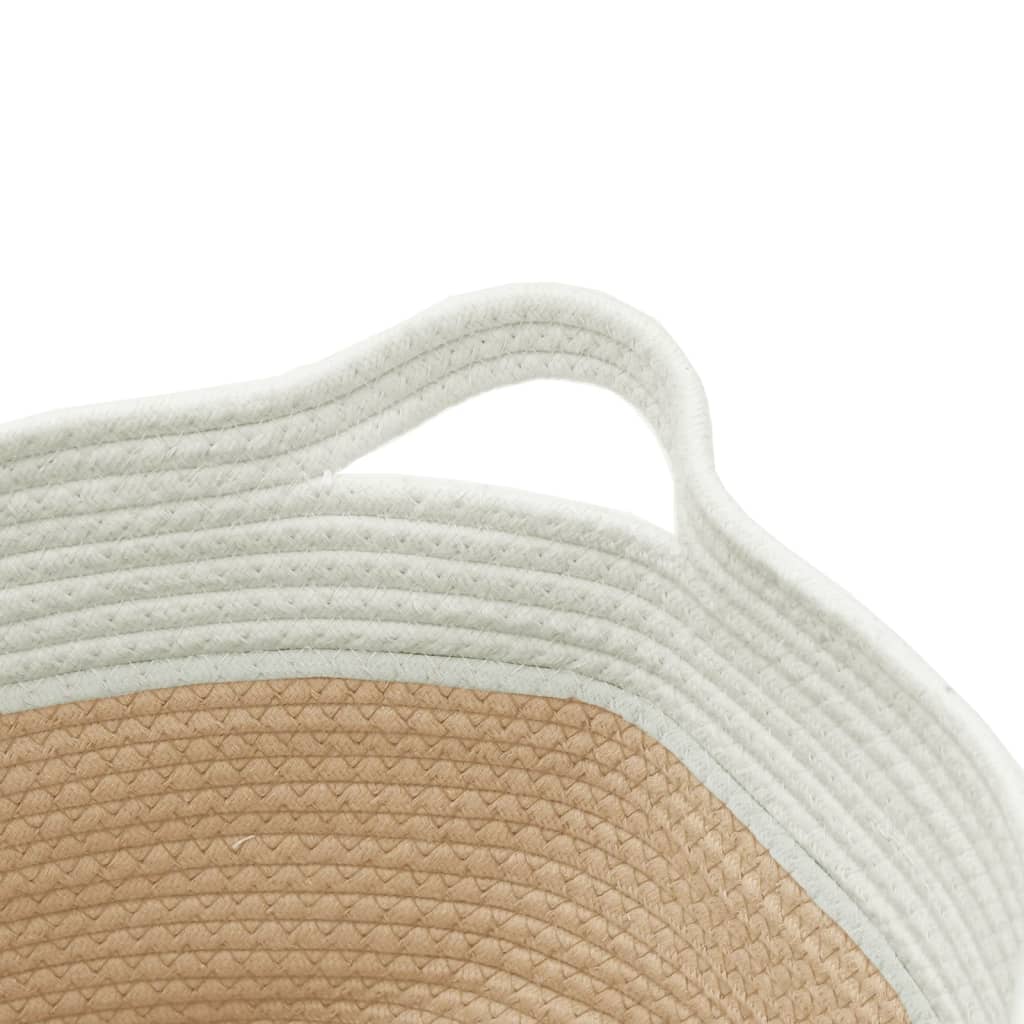 Cestino Portaoggetti Beige e Bianco Ø40x25 cm in Cotone 358463