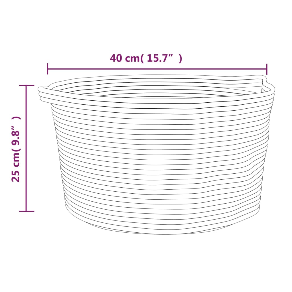 Cestino Portaoggetti Beige e Bianco Ø40x25 cm in Cotone