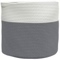 Cestino Portaoggetti Grigio e Bianco Ã˜40x35 cm in Cotonecod mxl 108662