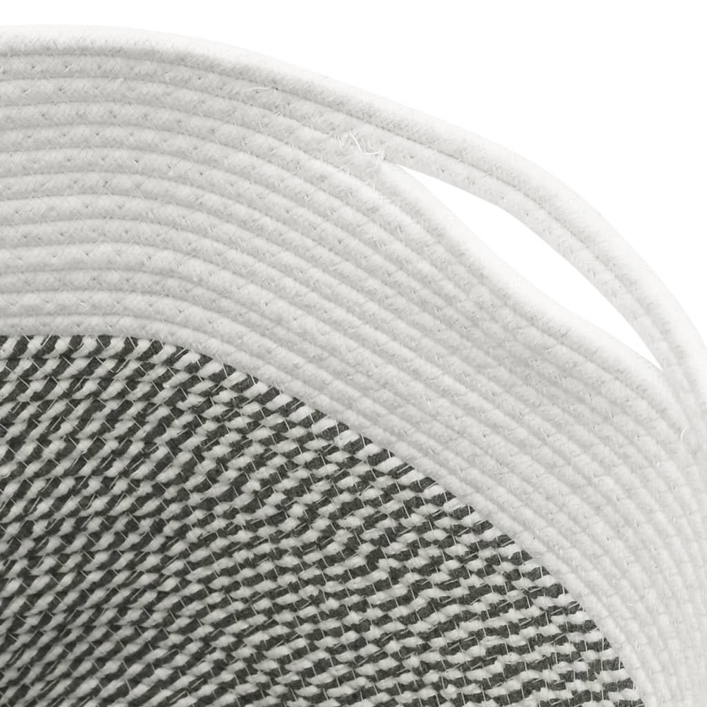 Cestino Portaoggetti Grigio e Bianco Ø40x35 cm in Cotone 358466